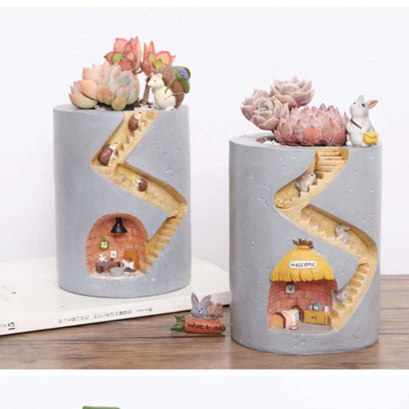 Kreativní Živočišná pryskyřice Květináč Sukulenty Květináč Květináč Nádoba na sázení Zajíc Ježek Dekorativní květináč Stolní ozdoba