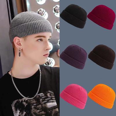 Unisex Mode Warme Winter Lässige Strickmütze Einfarbig All-match Dicke Mütze