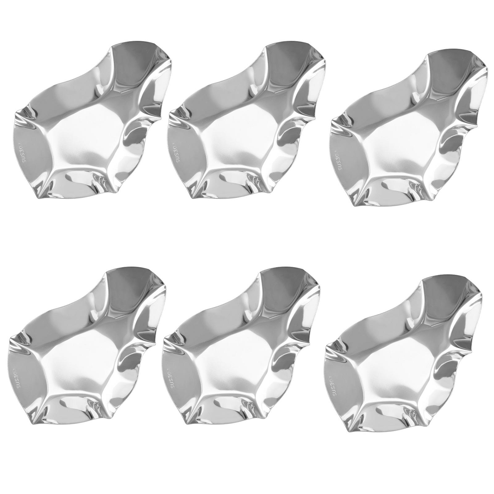 

Pack of 6 Unique Reusable Sauce Dishes Dipping Bowls 304Stainless Steel Texture Suitable for Home Use and Parties