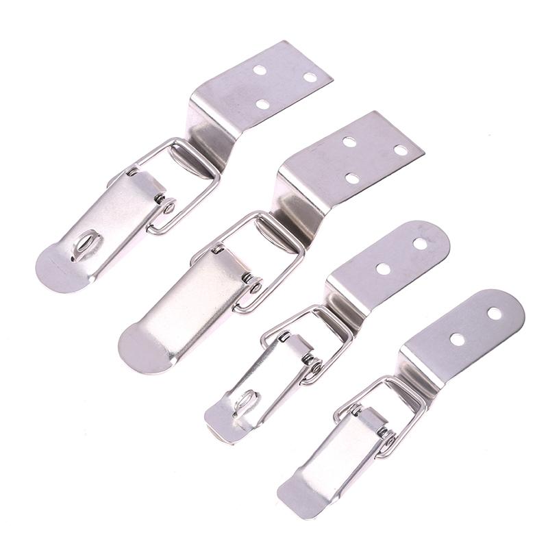 90 Degrees Duck-Mouth Buckle Hook Lock Stainless Steel Spring Loaded Draw Toggle Latch Clamp Clip Silver Hasp Latch Catch Clasp