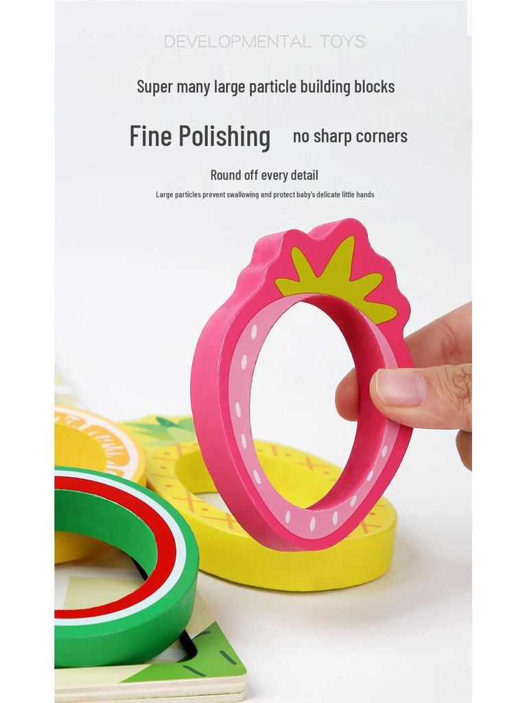 Wooden Toddler Educational Toy: Fruit Color & Shape Sorting with Clip Beads for Parent-Child Interaction