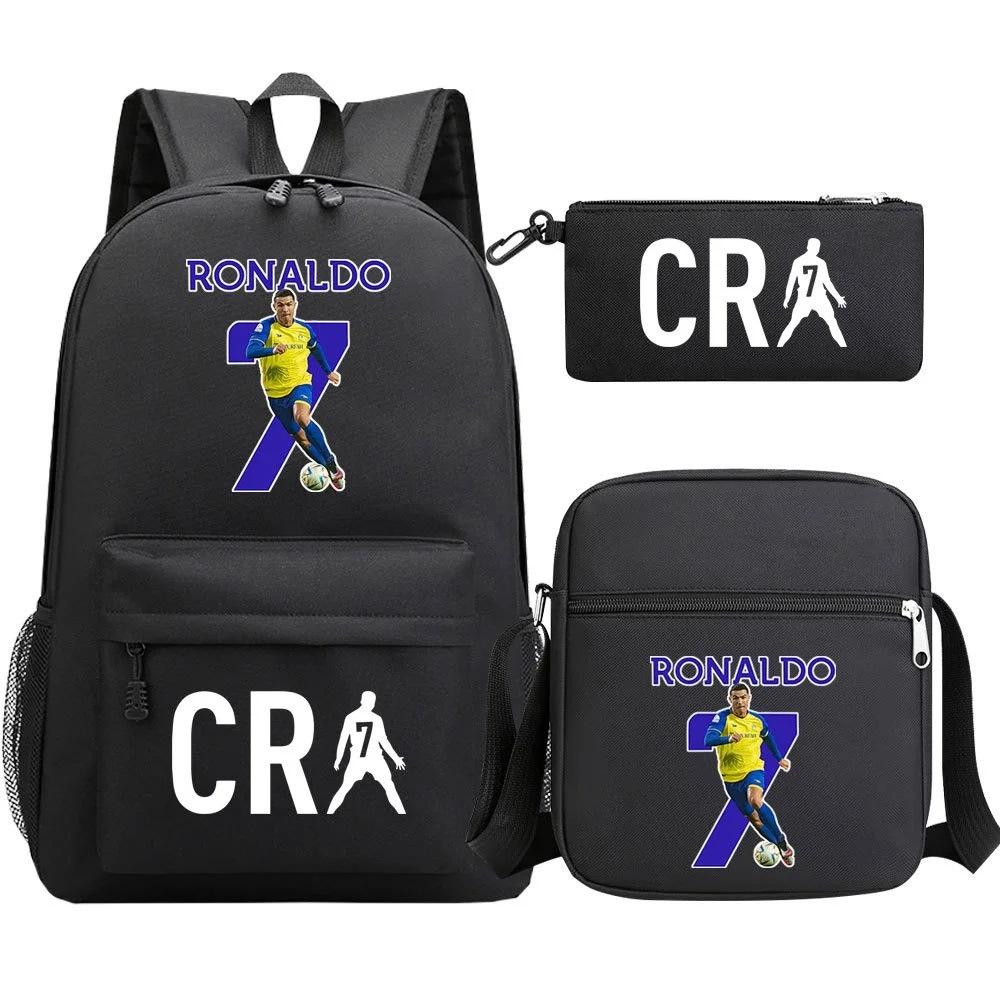Primary And Secondary School Students Schoolbag Three-Piece Football Player Star Peripheral Printing Children'S Backpack