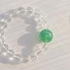 8-17Mm High Quality Near Vitreous White Crystal Natural Green Strawberry Crystal Bracelet