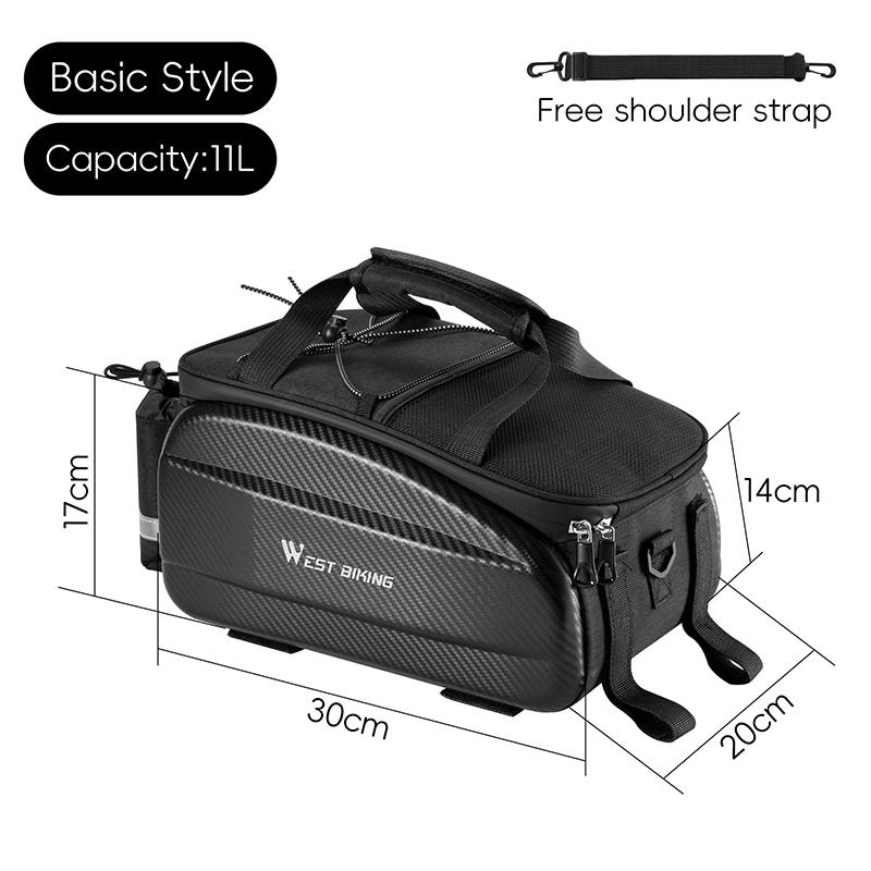WEST BIKING Large Capacity Bicycle Rear Seat Bags EVA Multi-purpose MTB Road Bike Carrier Bag Expandable Cycling Rear Rack Bag