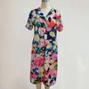 Abito Estivo a Maniche Corte con Scollo a V Abito Casual A-Line Stile Bohemien Abito Pullover per Festa Uso Quotidiano Vacanza