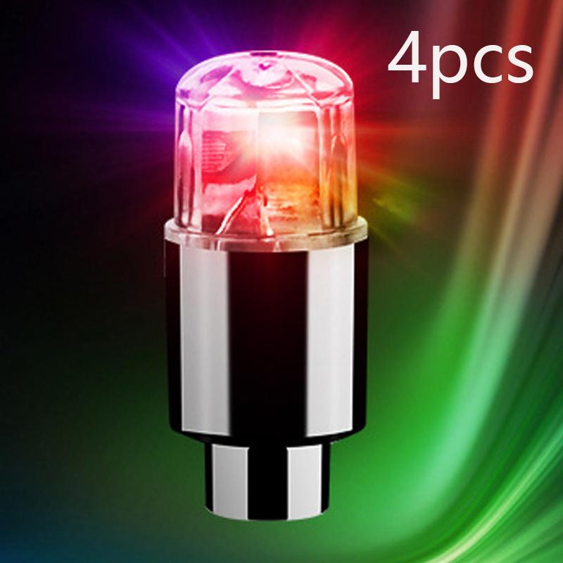 2/4PCS Wheel Lights Cap Car Moto Bike Wheel Tire Tyre Air Valve Stem LED Light Neon Valve Cap Lamp Tire Hub Colorful Flashing