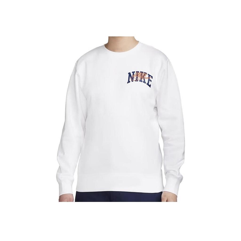 Nike Alphabet Pattern Casual Crew Neck Sweatshirt Men Tops White FV4446-100