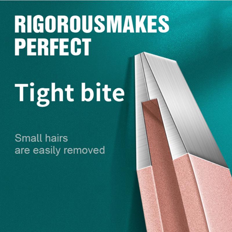 4 piece set of stainless steel tweezers, suitable for eyebrow trimming, hair removal, debris cleaning, and blackhead treatment