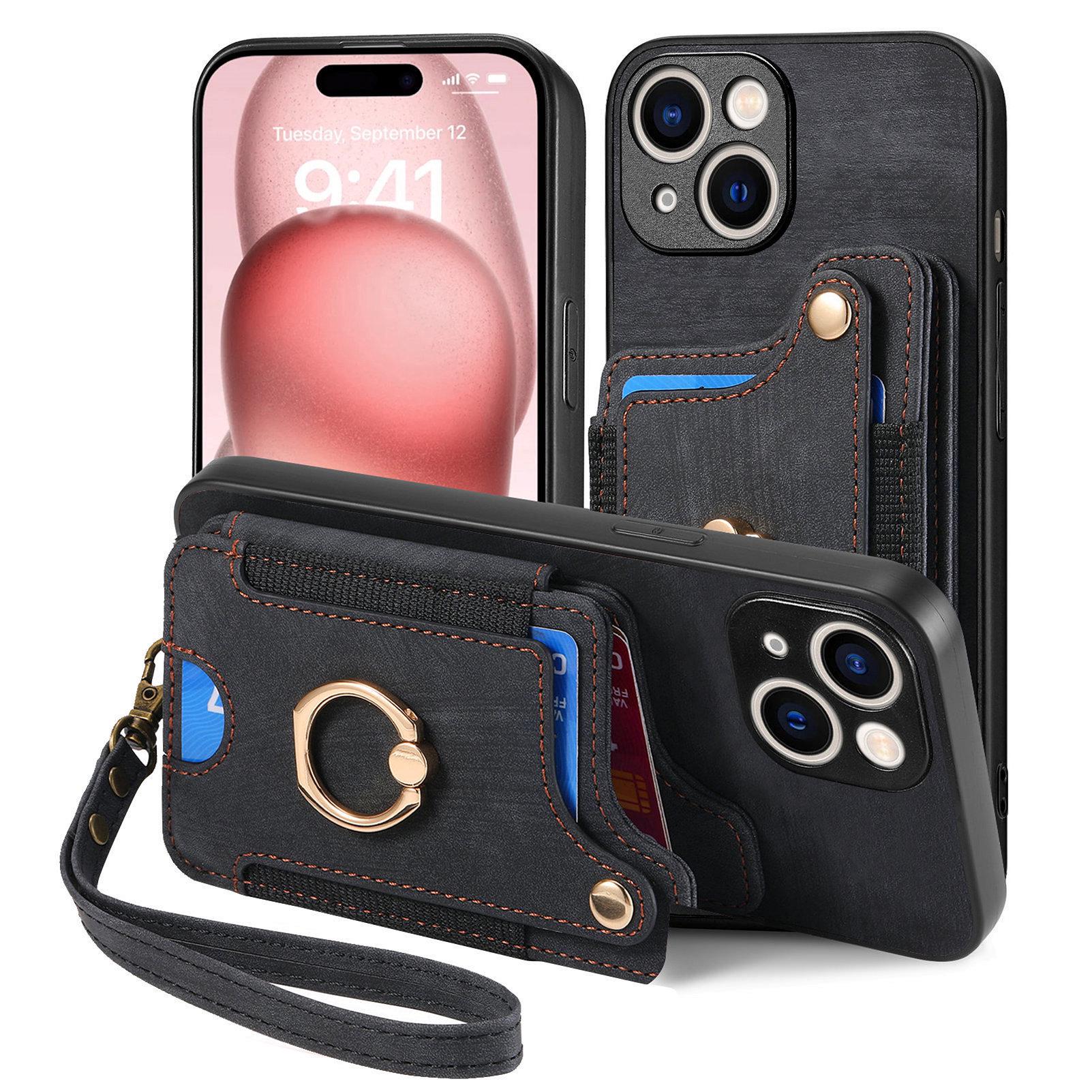 iPhone 16 Leather Card Holder Wallet & Protective Case for Apple 15 iPhone 14