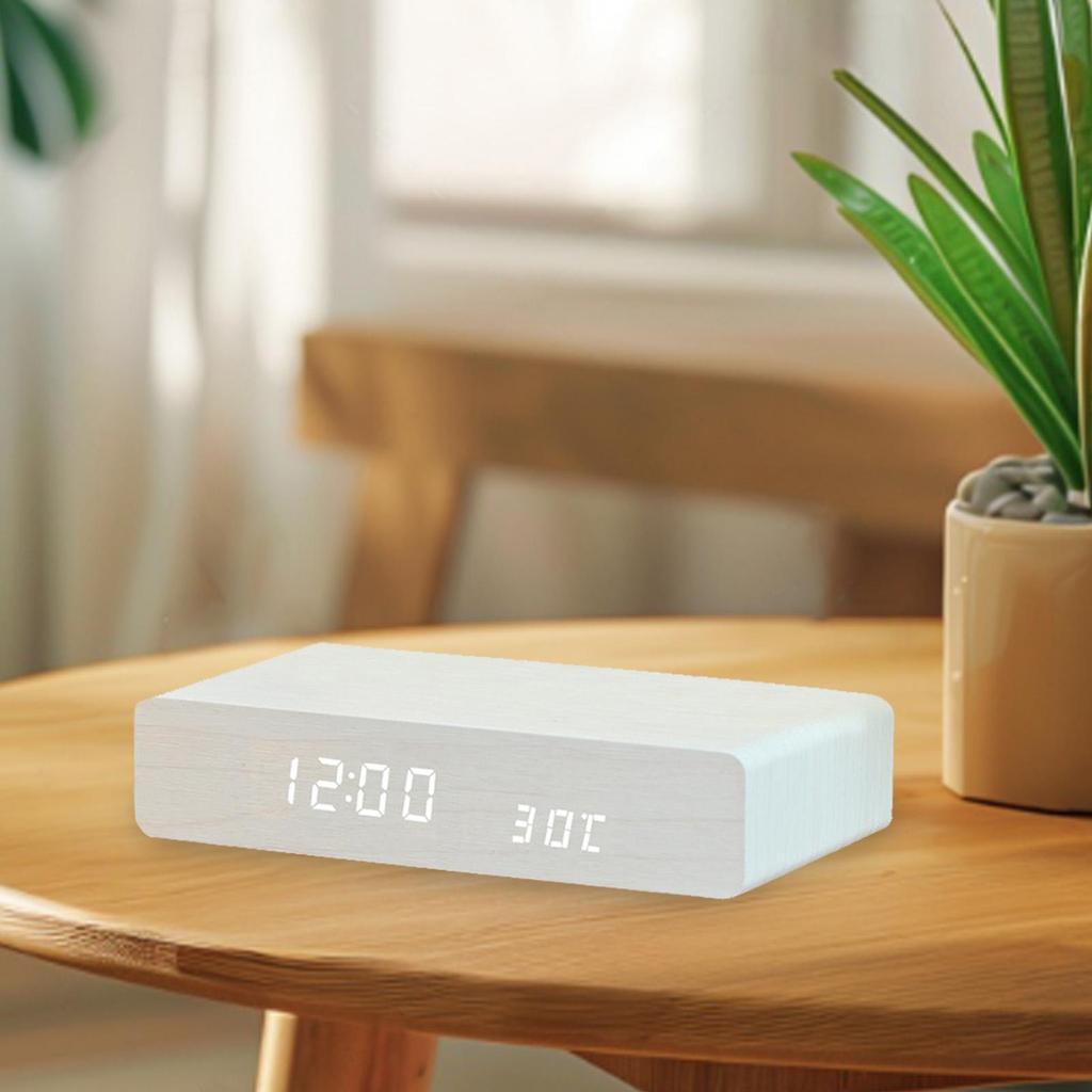 Alarm Clock with Wireless Charging Multifunctional for Cafe Decor Table