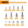 500Pcs Nut And Bolt Assortment Kitm2 M2.5 M3 M4 M5 Machine Screws 304 Stainless Steel Combination Screws For Electronicsmotorcyclediy Projects K-188