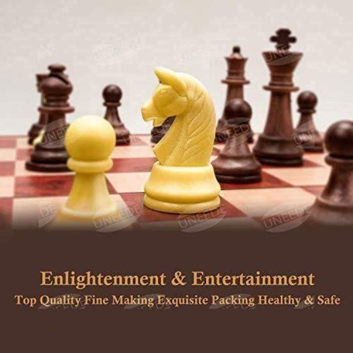 Jeu de société - UNEEDE - Jeu d'échecs 32x32 - 2 en 1 - Magnétique et pliant