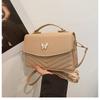 Fashion Pure Color Women's Handbag PU Large Capacity Crossbody Bag Square Bag