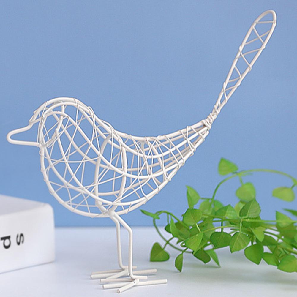 Iron Metal Wire Bird Ornament Tabletop Metal Bird Decor Indoor Shelf Display Decor белый