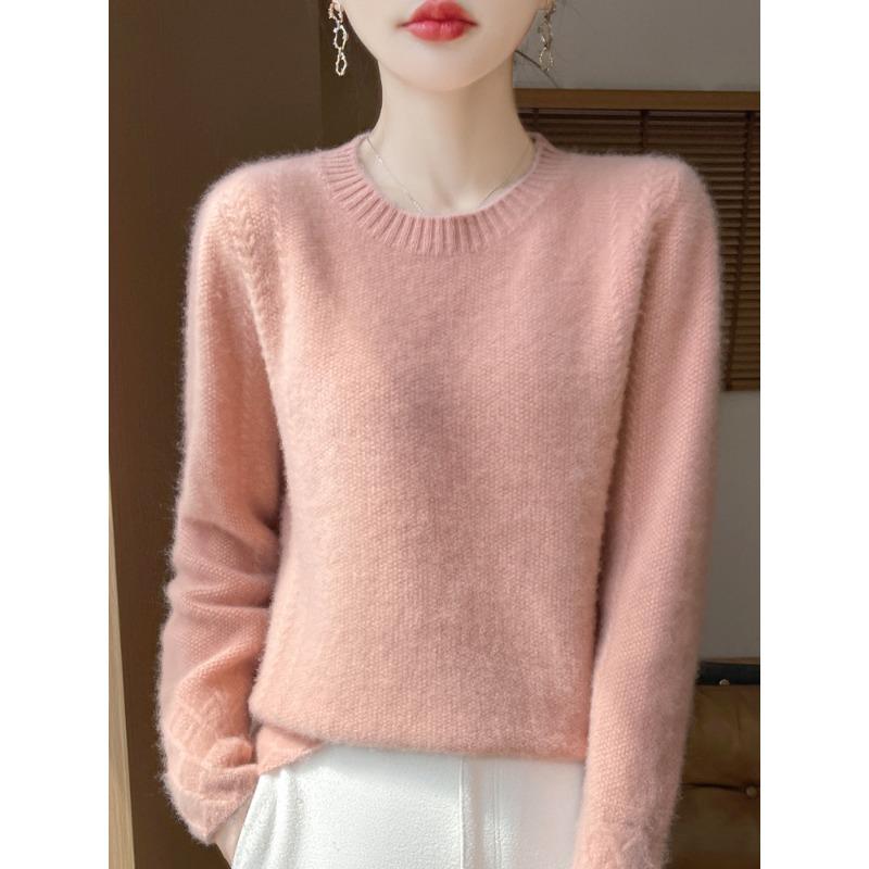 New Round Neck Knitted Cardigan for Autumn and Winter for Women Loose Pullover Sweater Soft Glutinous Osmanthus Needle Thick Base Shirt