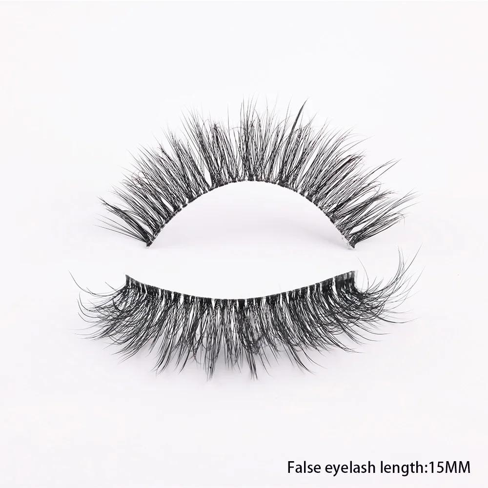 Clear Band Eyelashes Natural Fluffy 3D Mink Lashes D Curl Volume Wispy False Eyelashes With Clear Band Soft Reusable Lashes
