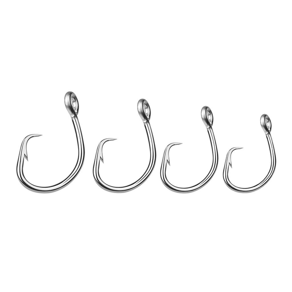 5Pcs Stainless Steel Circle Hooks Big Game Fishing Hooks Saltwater Tuna Fishing Hooks for Catfish Bass Tuna Rustproof