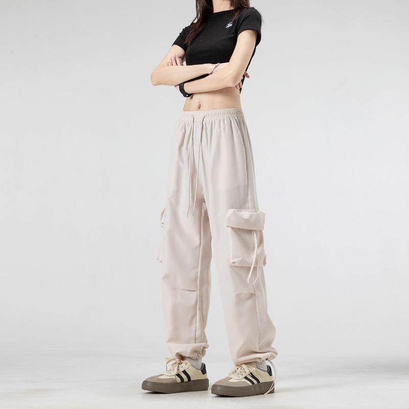 Spring and Autumn Versatile Women's Trousers Solid Color Design Sense Trendy Multi-pocket Overalls Casual Loose and Skinny Pants Women