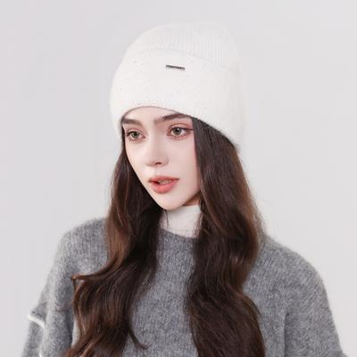 Hat Women'S Versatile Iron Standard Knitted Wool Hat Keep Warm And Show Small Face Cold Hat Big Head Circle Pullover Hat Tide