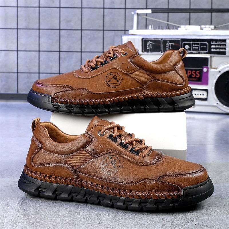Autumn and winter new stitching men's shoes live broadcast popular casual shoes foot cover men's leather shoes low-top large-size dad shoes