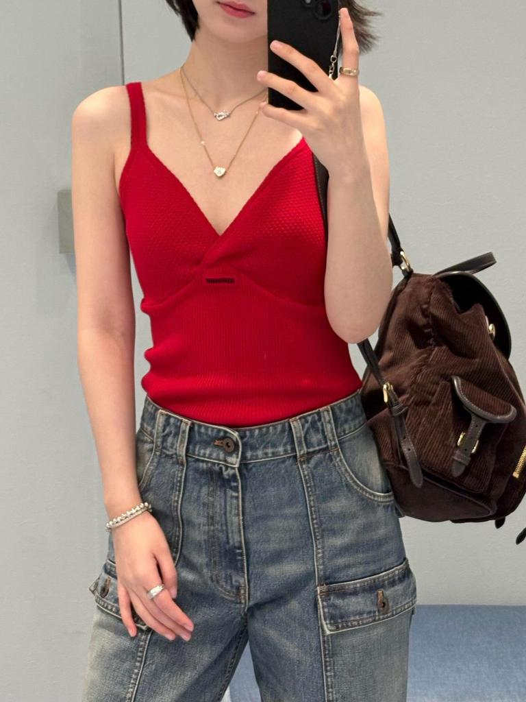 Gilet in Maglia Canotta Moda Primavera 2026 Logo Rosso