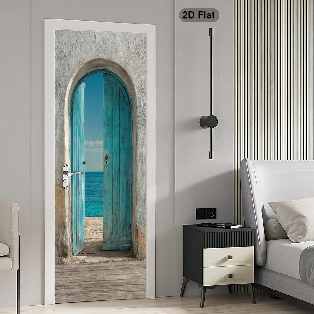 37Style Floral Door Stickers Removable Vinilos Para Puertas Adhesive Wallpaper Art Murals for Doors Bibliotheque Modern Home Decor
