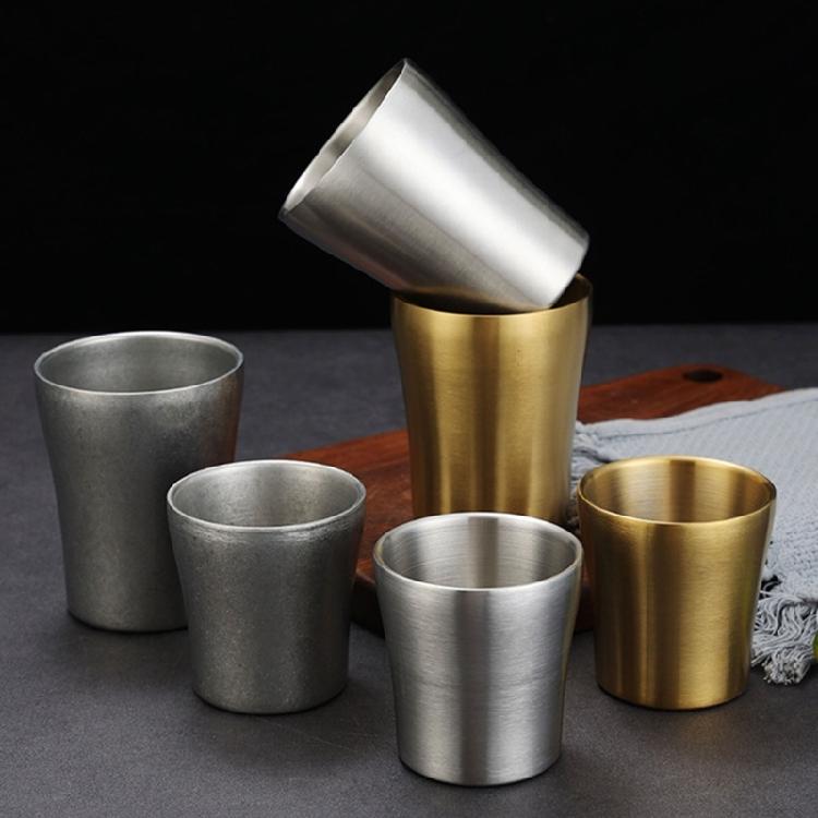 Izolované nerezové kelímky 304 s dvojitou stěnou, stohovatelné, kovové sklenice na pití pro domácnost, kancelář a kempování