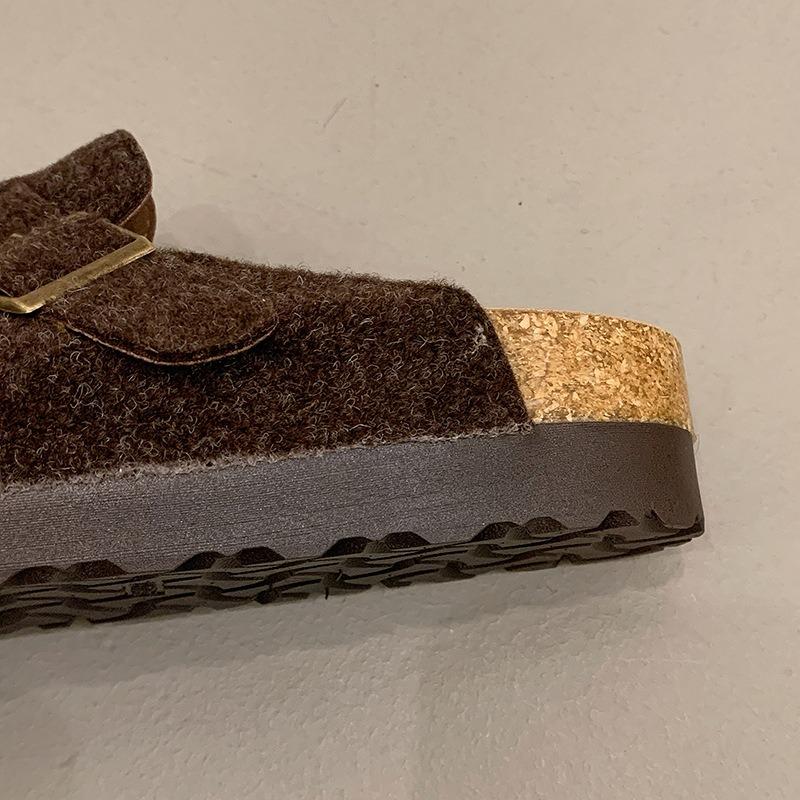 

Большой размер 41 замшевые сумки-головы и полушлепанцы для женщин, носящих ленивую обувь с пробковой подошвой 41