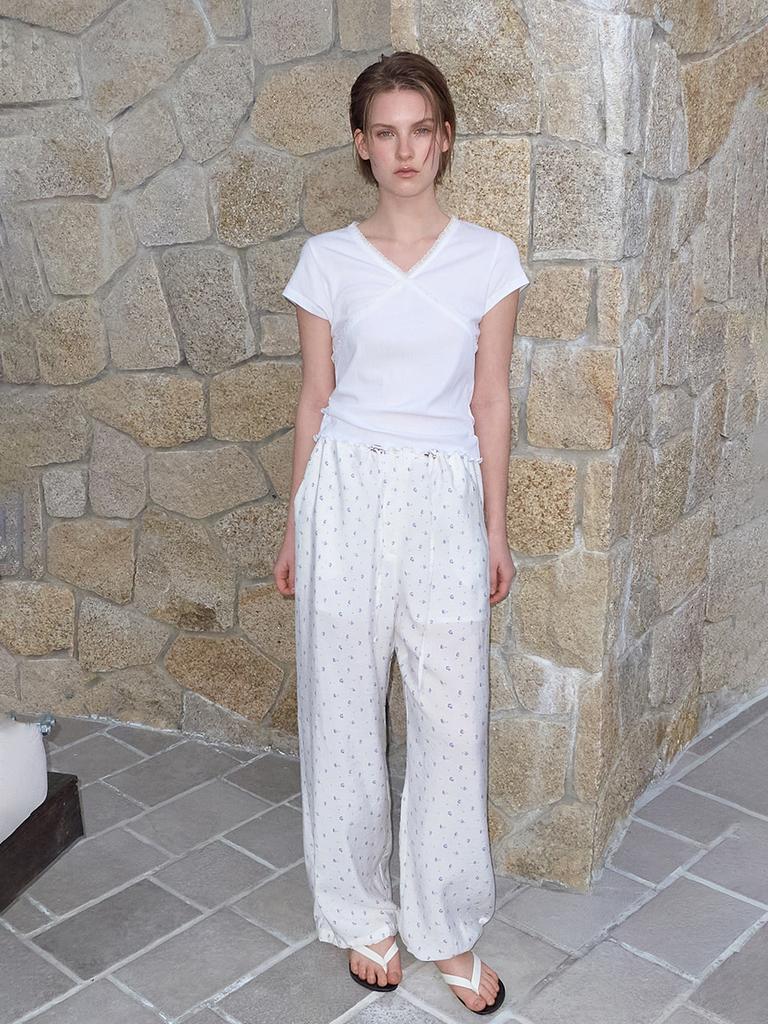 ETMON Cross Lace T-Shirt, White