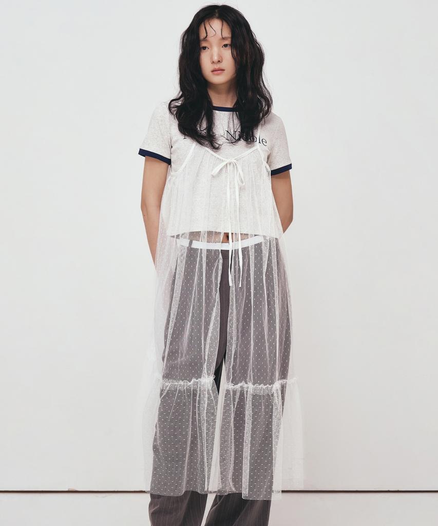 Nigaennikol Dots See-Through Layered Fill Dress_Ivory