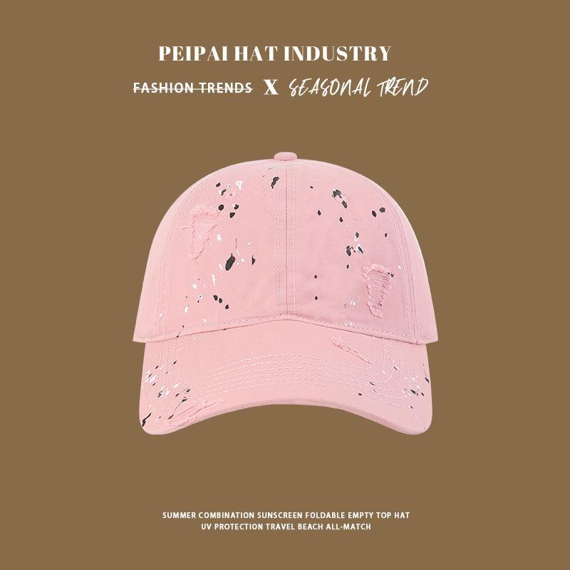 

Baseball cap female hole retro face small visor personality versatile cycling cap male M（56-58cm） рожевий