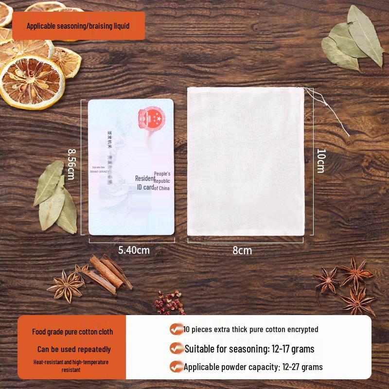 Pure Cotton Gauze Spice and Decoction Bag for Seasoning, Soup, and Tea.