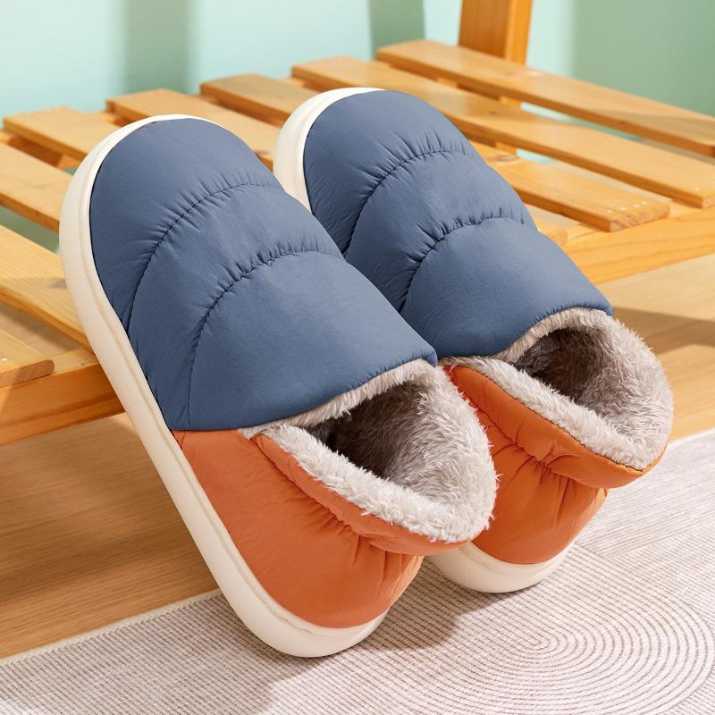 Waterproof Cotton Slippers Men's Indoor Home New Couple Non-slip Warm Bag and Down Cloth Cotton Drag Women's Winter