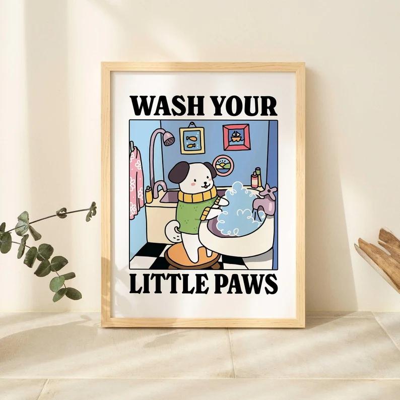 Wash Your Plttle Paws Bathroom Black Cat Wall Art Prints Canvas Painting Poster Picture For Living Bed Room Home Decor