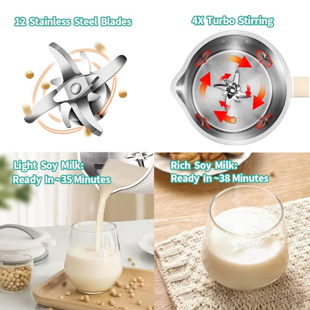 1.2L 9-in-1 Soybean Milk Machine with 18-Hour Preset for Homemade Plant and Nut Milks