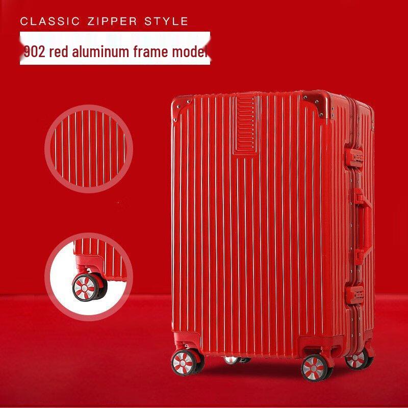 OEING Red Aluminum Frame Wedding Trousseau Luggage 20 inch
