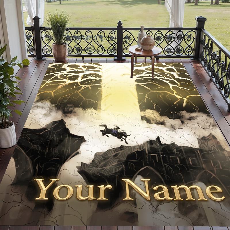 Custom Name Elden Ring Crystal Velvet Floor Rug Personalized Text Soft Carpet Home Decor