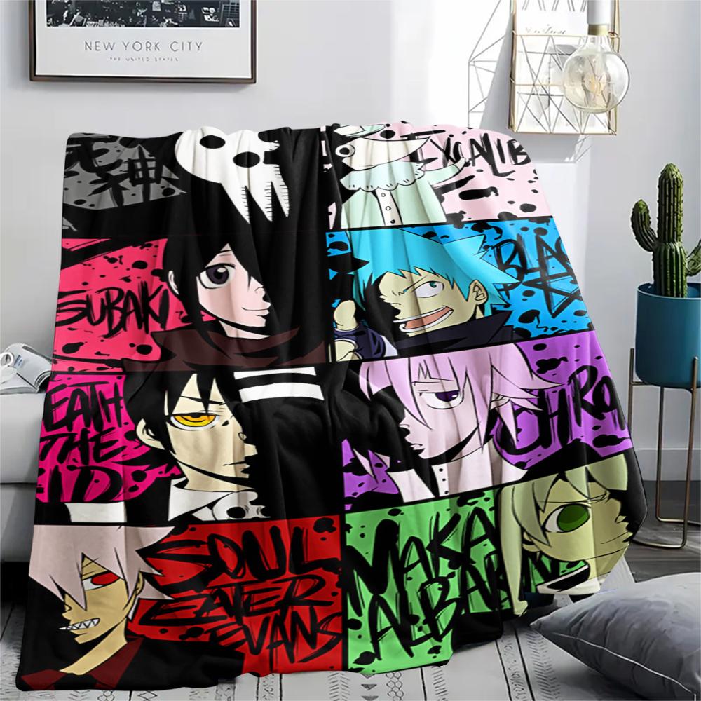 1PC Soul Eater Print Flannel Blanket, High quality Comfortable for All Seasons, Home Decor, Warmth and Comfort, Perfect for Christmas Gifts173