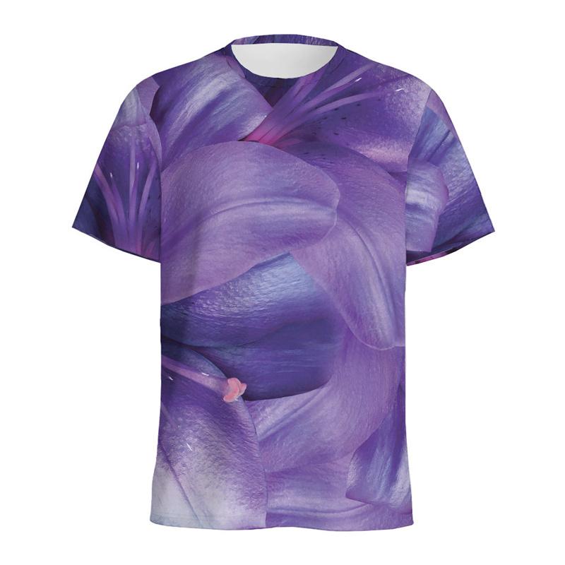 

Летняя футболка с круглым вырезом, 3D-принтом, графическим изображением лилий и цветов, модная, повседневная, с коротким рукавом, мужская 5XL