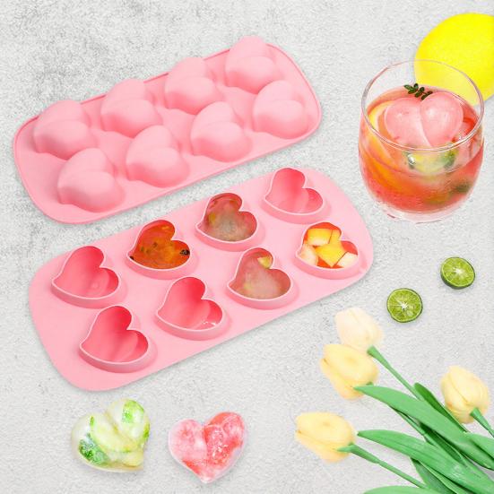 Ice Cube Mold Love Shape Silicone 8-Cavity Ice Cube Tray for Chocolates Jelly Puddings Cake Decorations Romantic Ice Cube Maker