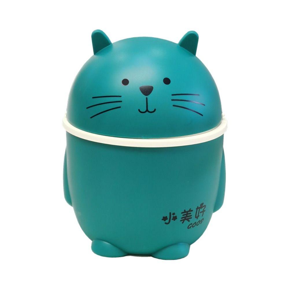 Kawaii Cartoon Cat Trash Can Portable Garbage Storage Bin Paper Basket Desktop Waste Box  Bedroom