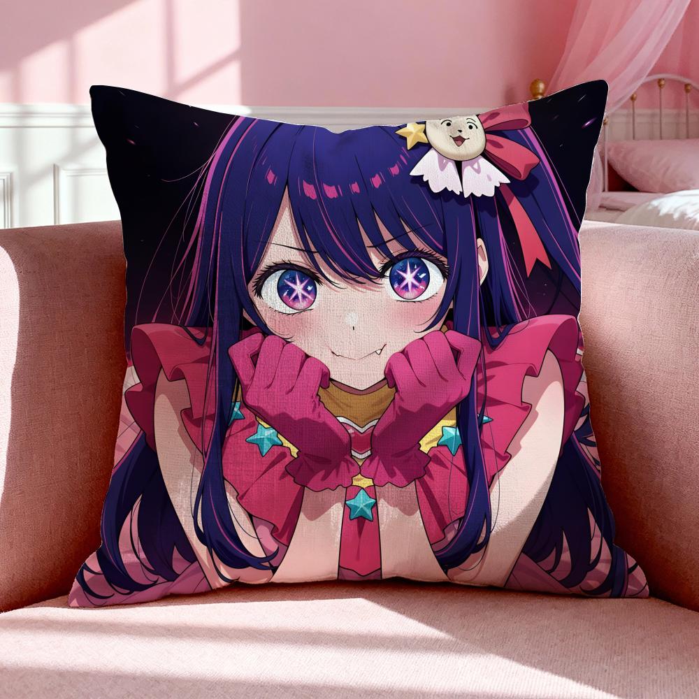 Anime O-Oshi No Ko Cushion Cover Breathable Linen Pillowcase Summer Odorless Eco-Friendly Invisible Zipper Washable