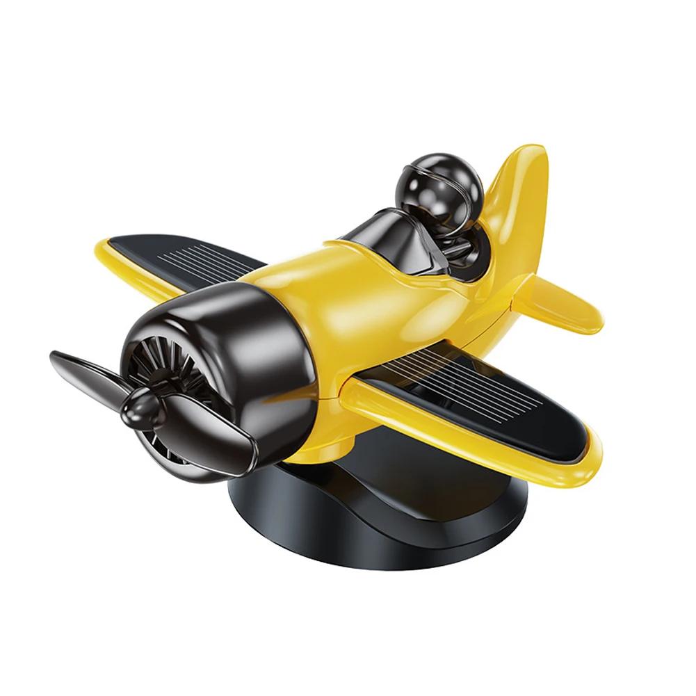 Creative Solar Powered Car Airplane Ornament Rotating Dashboard Windmill Spinner Center Console Vehicle Accessory