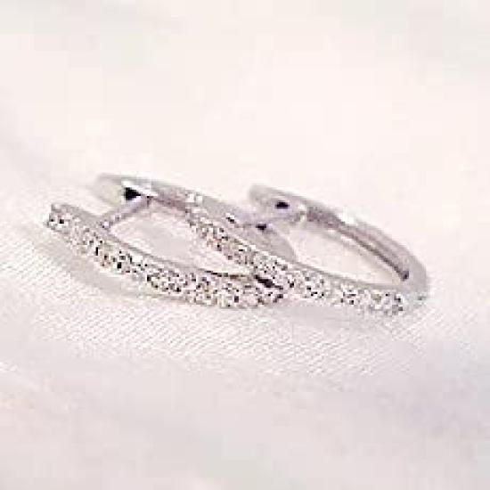 K18 Eternity Diamond Hoop Earrings with Fine Line White [Rug Jewelry] [Lugejewelry] 0.2ct [K18WG] [K18 Gold] [Gift Wrapped] [Warranty Included]