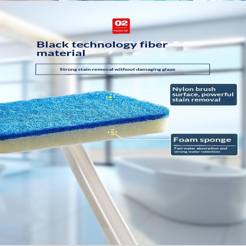 Long Handle Bathroom Cleaning Brush With Soft Scratch Free Scrub Pad For Bathtub Tile Sink Cleaning