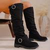 Women's Fashion Boots 2026 Belt Buckle Thick Heel Autumn Winter Knee High Boots Fashion Anti Slip Outdoor Women Shoes Plus Size