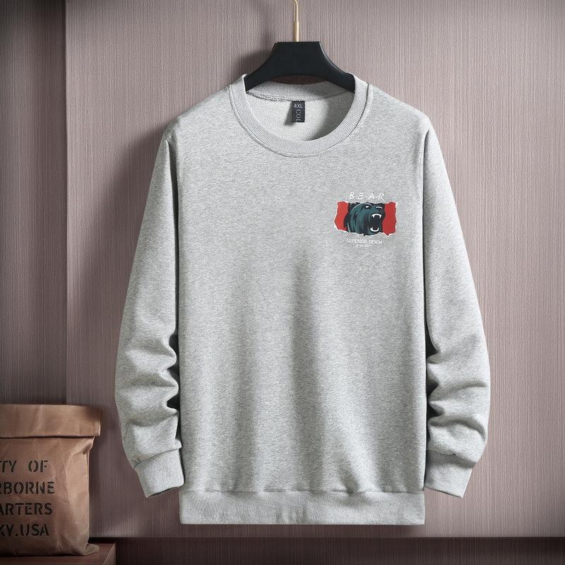 

Мужская толстовка больших размеров на весну и осень, повседневный пуловер, свободный спортивный топ 4XL-10XL 10XL серый