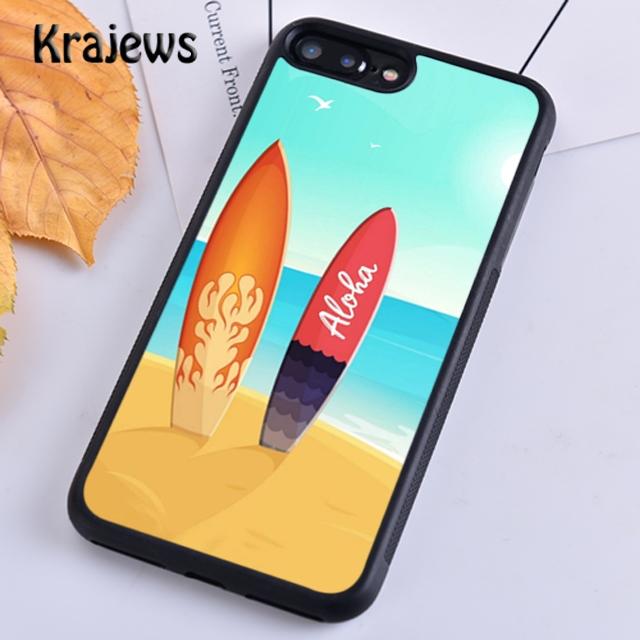 Krajews HAWAII BEACH SURF GIRL SURFING ART Phone Case Cover For iPhone 17 Air 16 15 14 Plus 11 12 13 Pro Max Coque Fundas