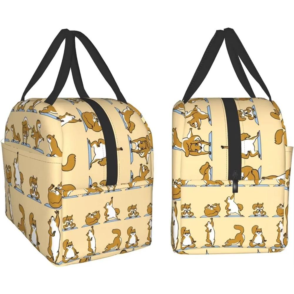 Cute Animal Yoga Lunch Bag Cooler Bag Women Men Tote Bag Insulated Lunch Box Thermal Lunch Bag for Picnic Beach Fishing Work