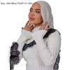 Cotton Turbans Head with Lace Trim Head Wraps New Islamic Crinkle Shawl